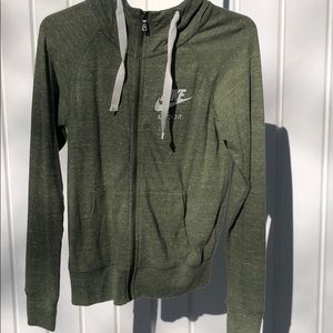 green Nike zip up hoodie